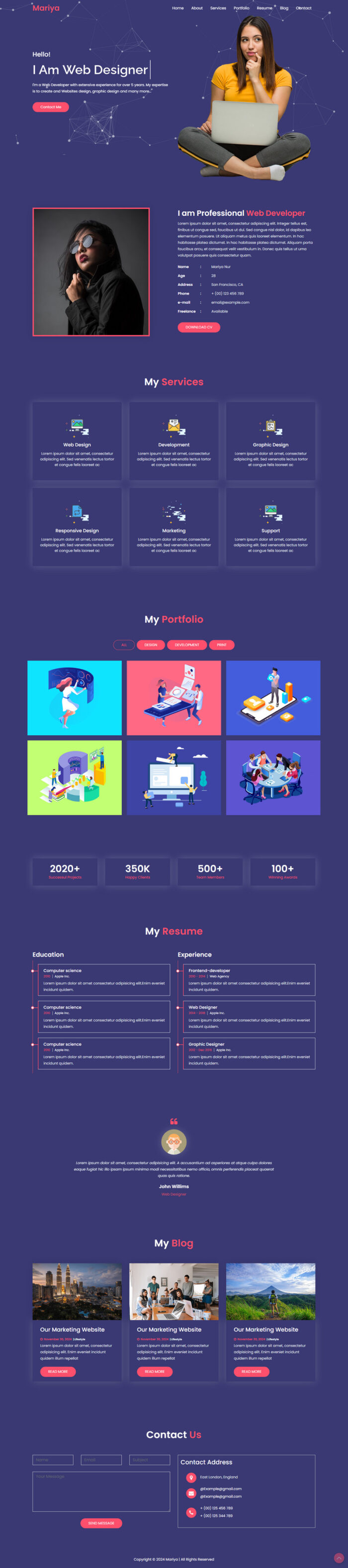 Mariya Portfolio Multipurpose Website HTML5 Template - Features Image 1