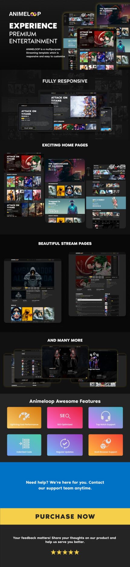 Anime Loop – Anime Manga & Movies Streaming HTML Website Template - Features Image 1