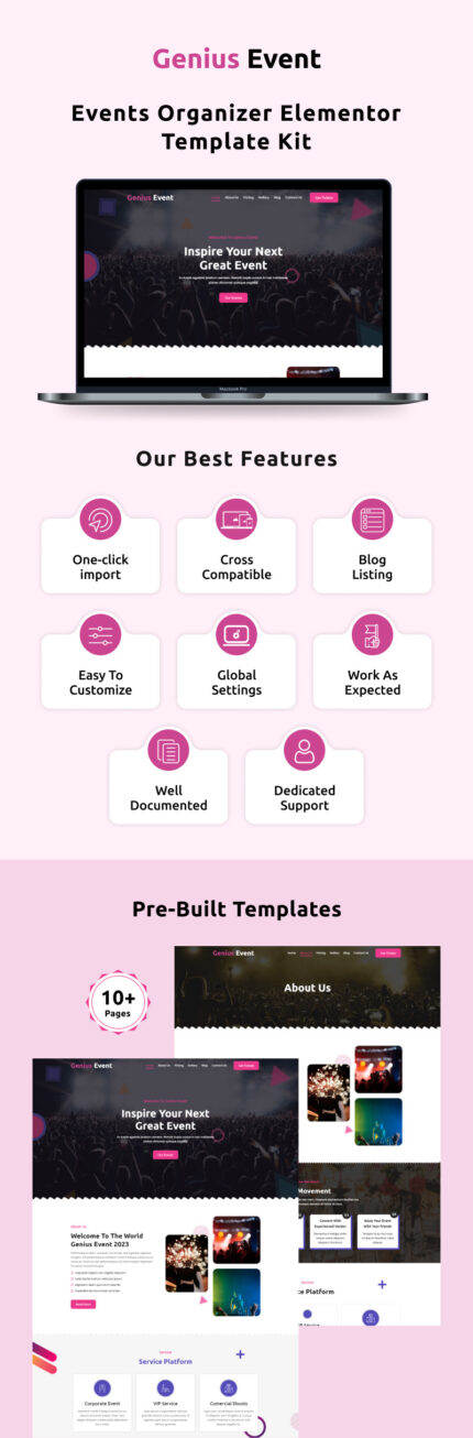 Genius Event - Events Organizer Elementor Template Kit - Features Image 1