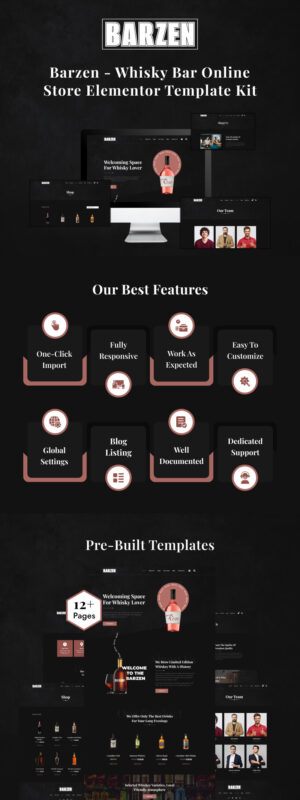 Barzen - Whisky Bar Online Store Elementor Template Kit - Features Image 1