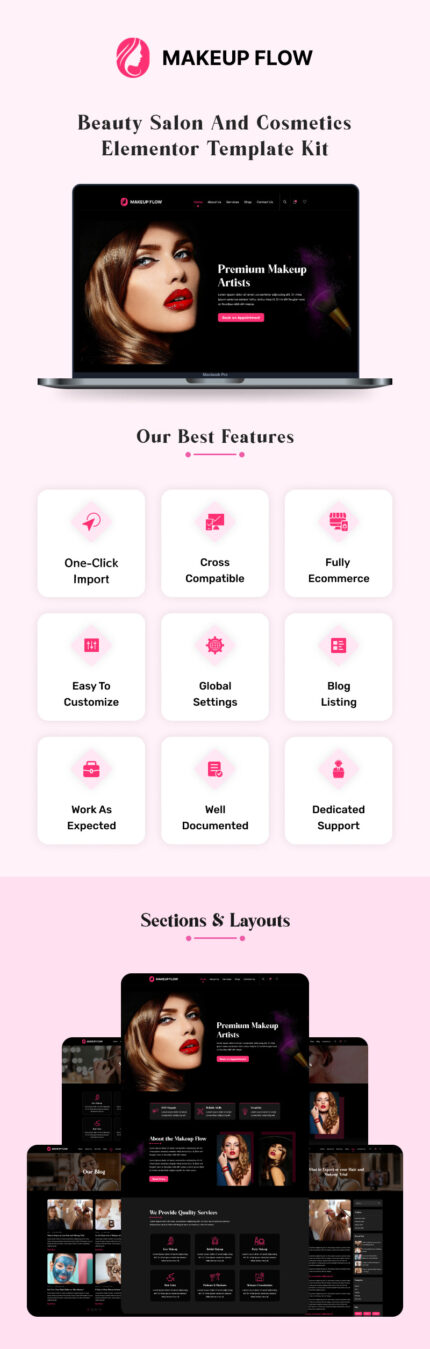 Makeup Flow - Beauty Salon and Cosmetics Elementor Template Kit - Features Image 1