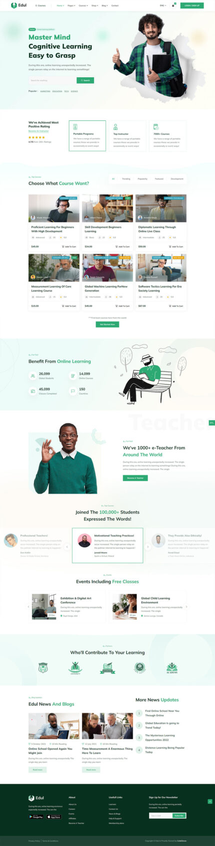 Edul - LMS & e-Learning Platform HTML Template + RTL Supported - Features Image 1