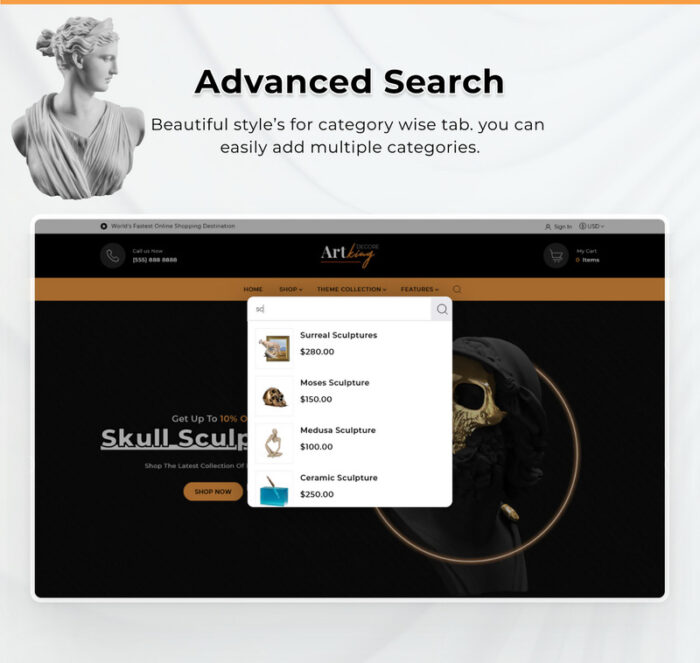 Art king Mega art–pottery crafts–gift Super Premium Responsive Shopify 2.0 Theme - Features Image 6