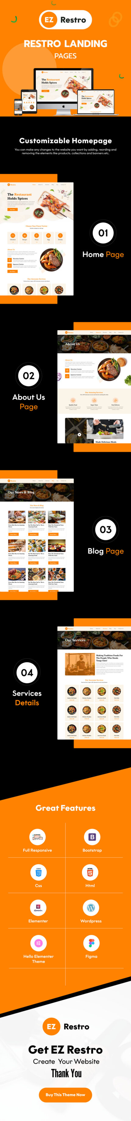 EZ Restro: Elevate Your Culinary Business with this Sleek WordPress Theme Designed for Restaurants - Features Image 1