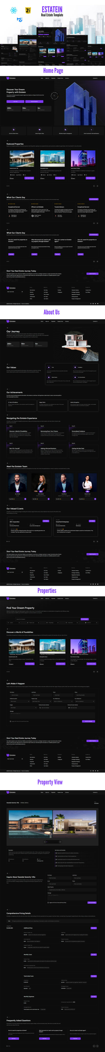 Estatein - ReactJS Real Estate landing page template - Features Image 1