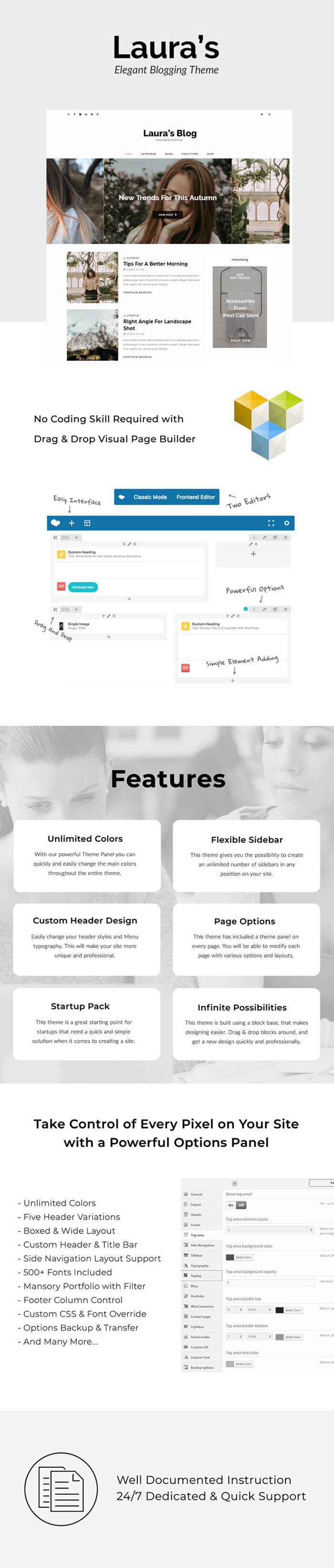 Laura - Elegant WordPress Personal Blog Theme - Features Image 1