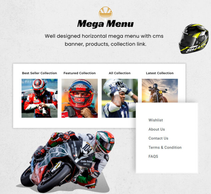 Heleman - Mega Helmets Shopify 2.0 Premium Theme - Features Image 7