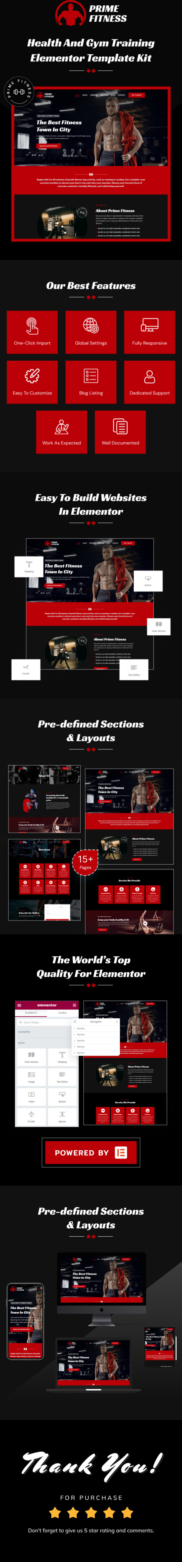 Prime Fitness - Health and Gym Training Elementor Template Kit - Features Image 1