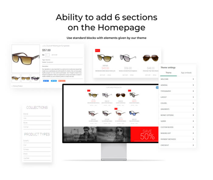 Elegant Sunglasses Online Store Shopify Theme - Features Image 2