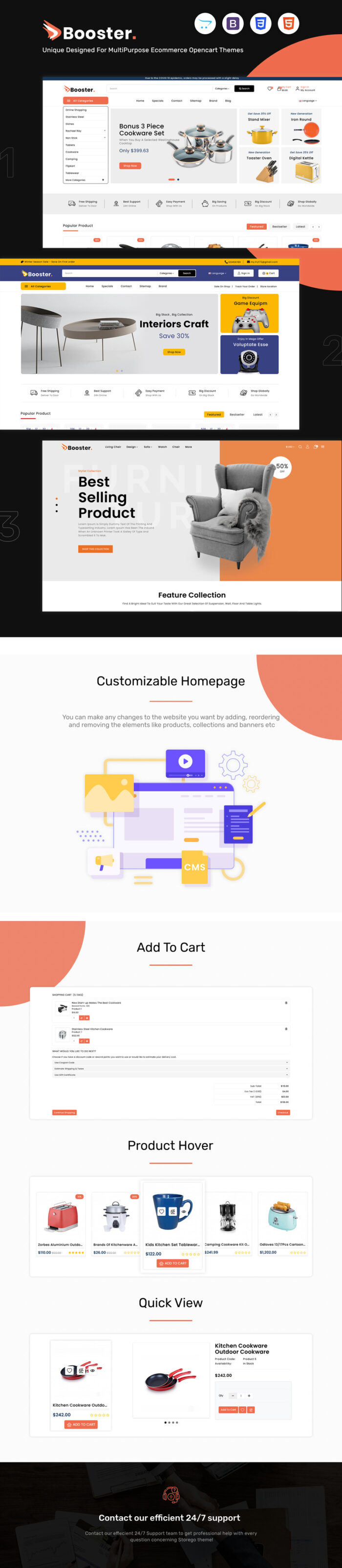 Booster - Furniture &Interior Multipurpose OpenCart Theme - Features Image 1