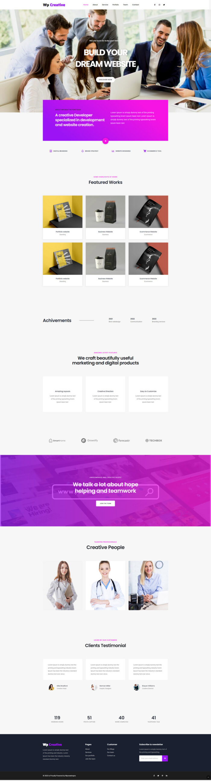 WpCreative Pro Portfolio Responsive WordPress Theme - Features Image 1