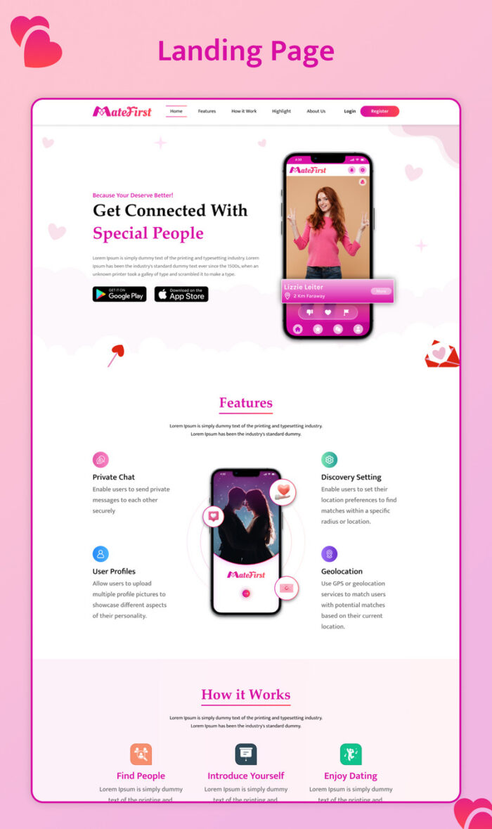 Matefirst Dating App Landing Page - Features Image 3