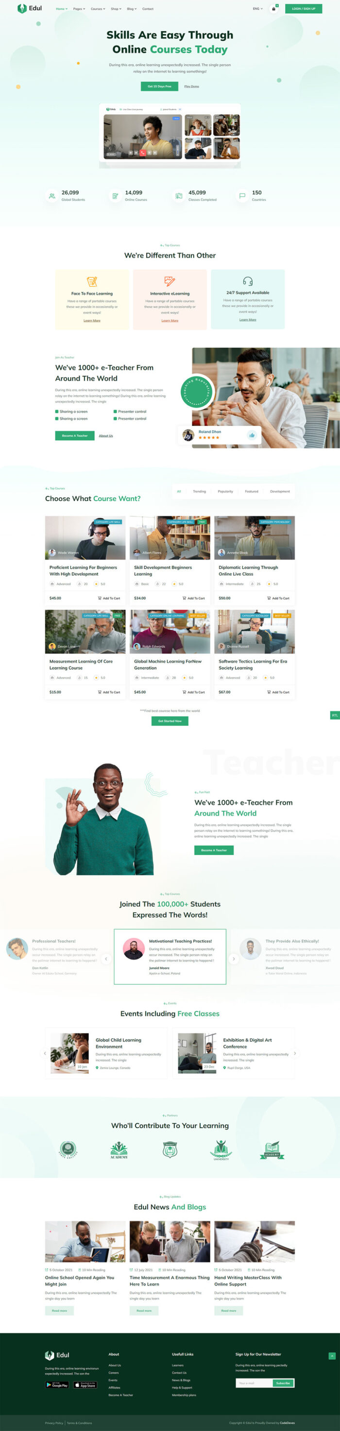 Edul - LMS & e-Learning Platform HTML Template + RTL Supported - Features Image 2