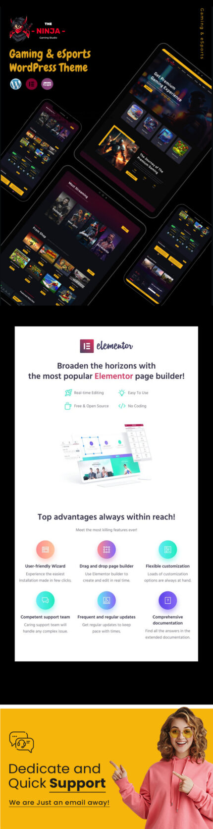 The Ninja Gaming - Gaming & eSports Theme - Features Image 1