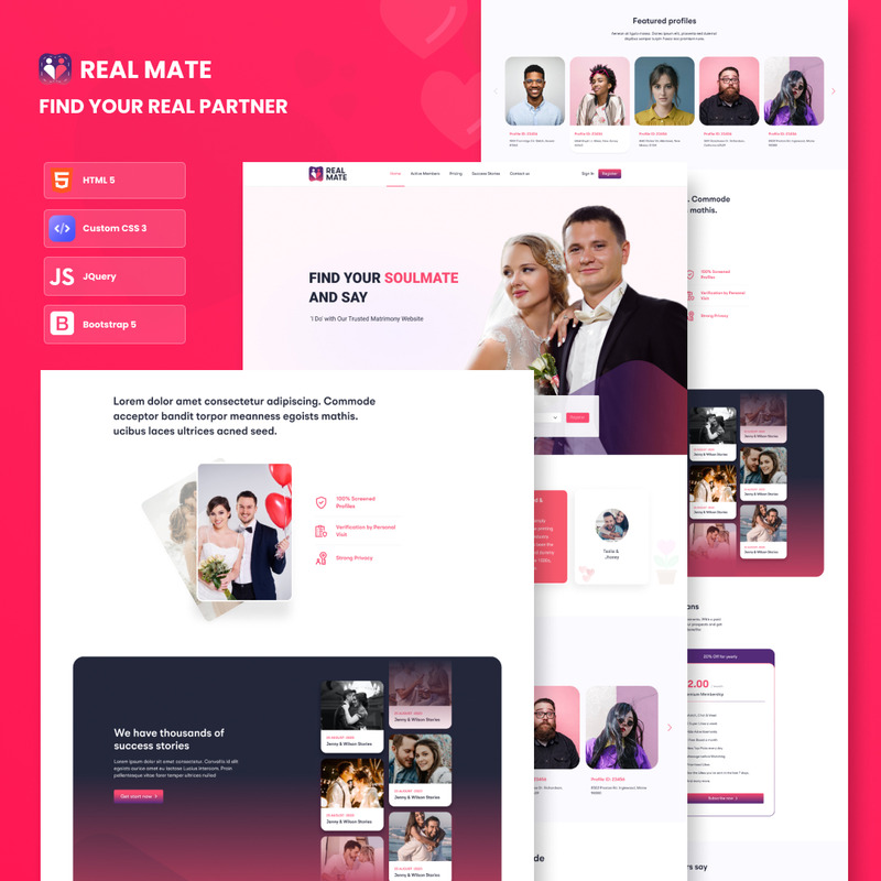 Responsive Dating & Matrimonial HTML Website Template - Features Image 1