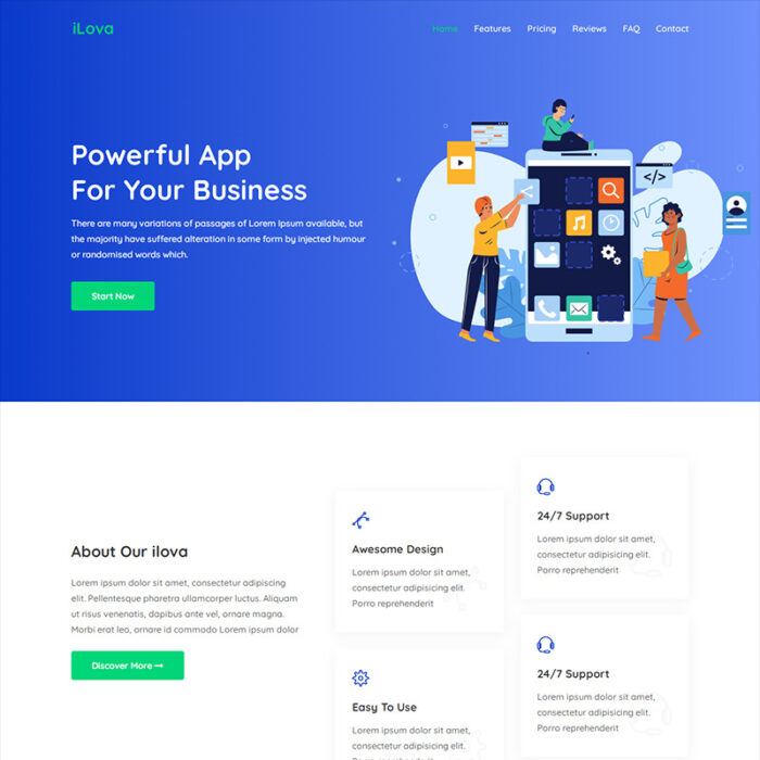 Ilova App Landing Page HTML5 Template - Features Image 1