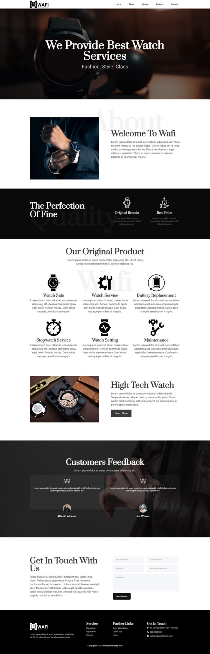 Wafi - A Minimal & Clean Watch Service Company Wordpress Theme - Features Image 1