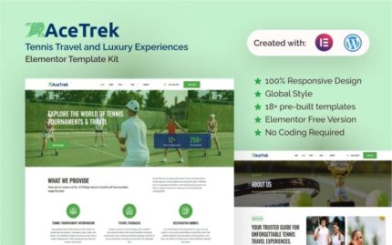 Acetrek - Tennis Travel and Luxury Experiences Elementor Template Kit