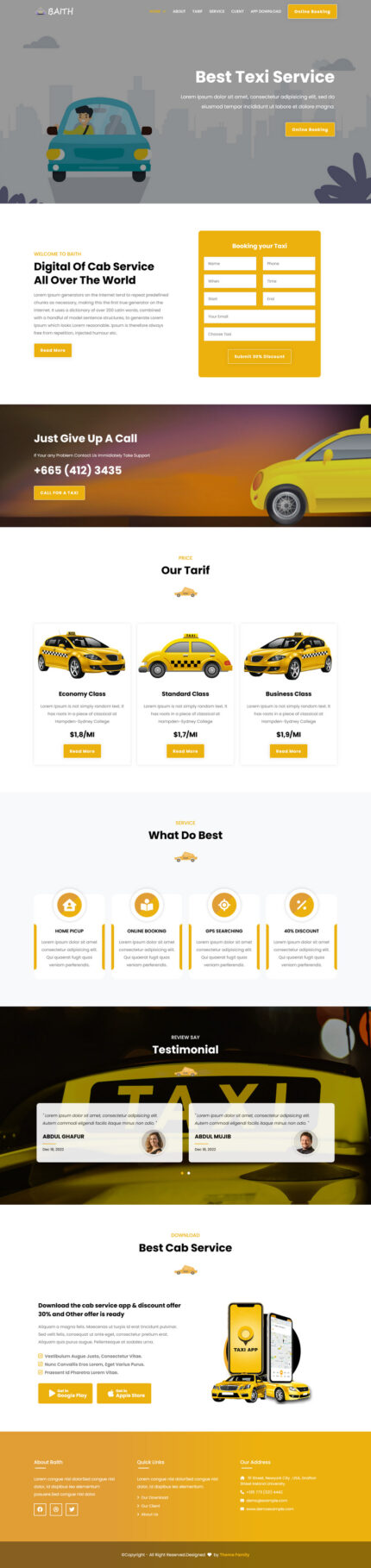 Baith - Taxi Service HTML5 Landing Page Theme - Features Image 1