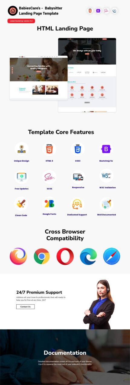 BabiesCare's -  Babysitter Landing Page Template - Features Image 1