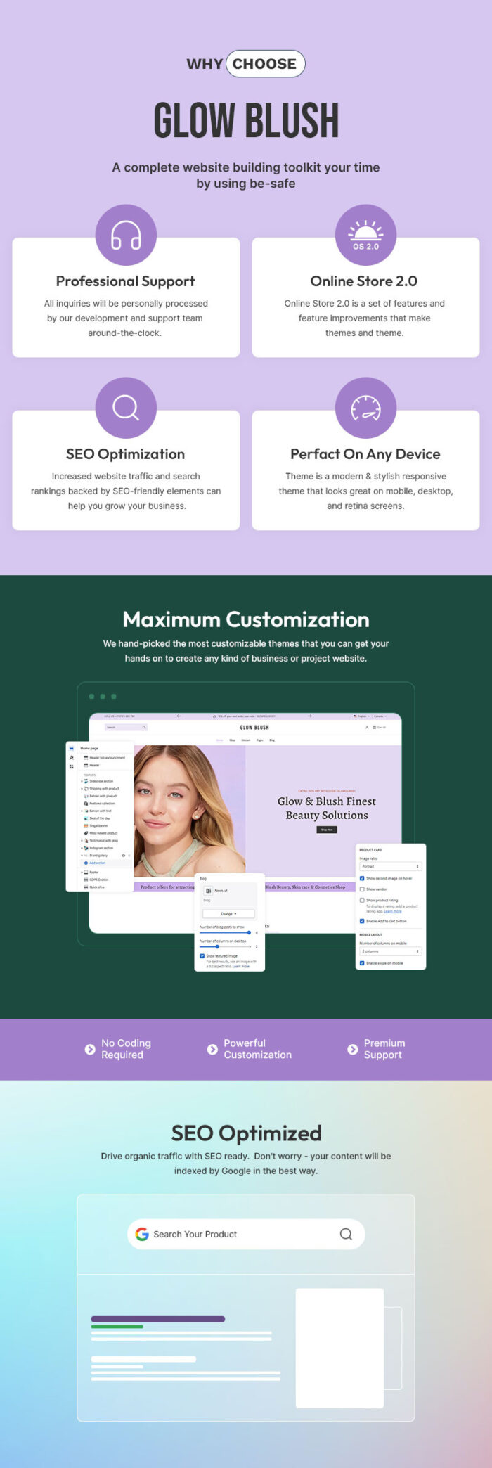 Glowblush - Cosmetics, Beauty & Skincare Shop Multipurpose Shopify 2.0 Responsive Theme - Features Image 1