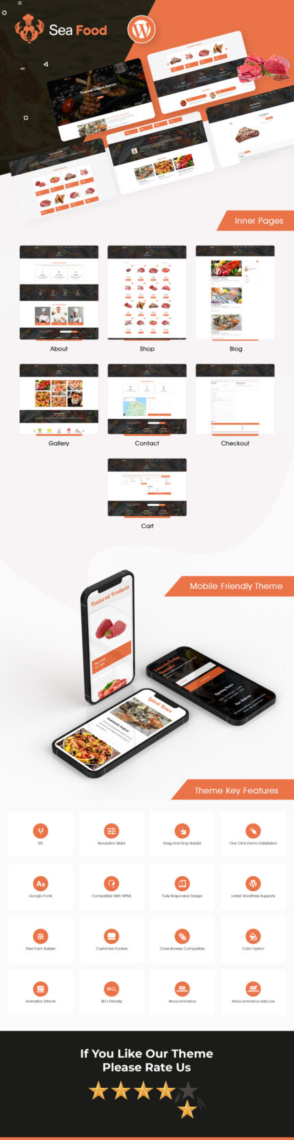 Seafood And Meat Store WordPress Theme - Features Image 1