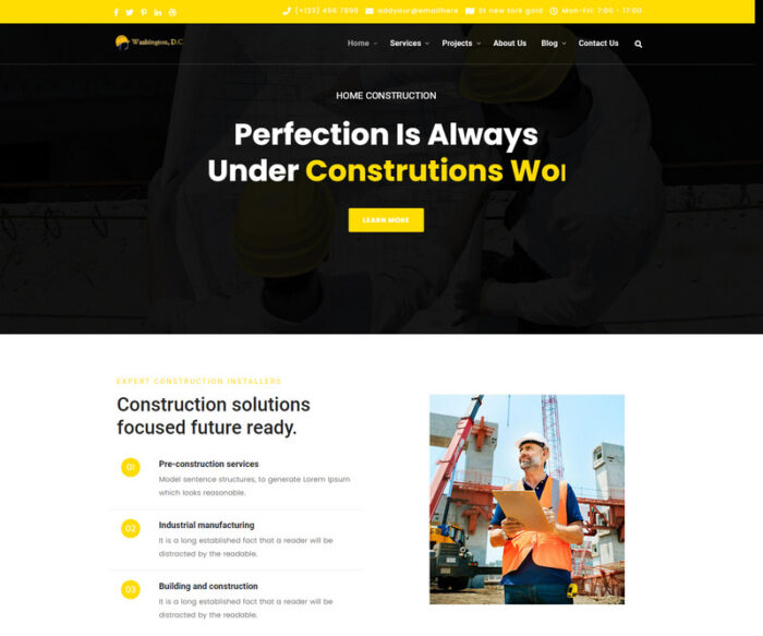 Washington Construction Building Html Template - Features Image 1