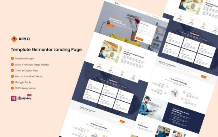 Airlo - Ac Services Ready to Use Elementor One-page Template