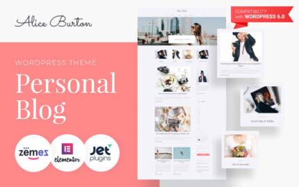 AliceBurton - Personal Blog WordPress Elementor Theme