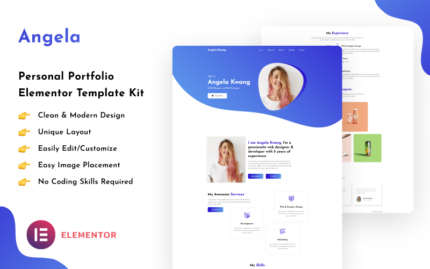 Angela - Personal Portfolio Elementor Template Kit