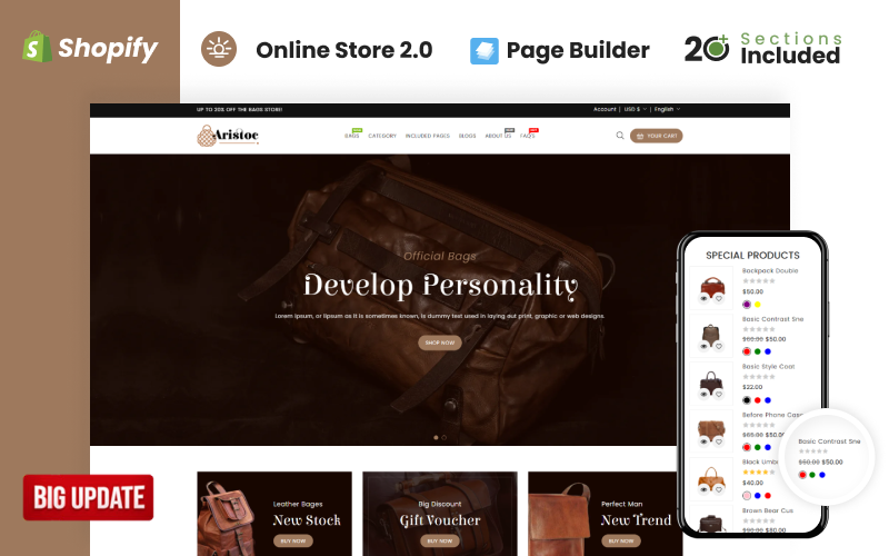 Aristoc Bags & Fashion Store Shopify Theme