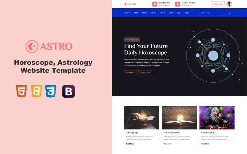 Astro - Horoscope, Astrology & Fortune Telling Landing Page Template