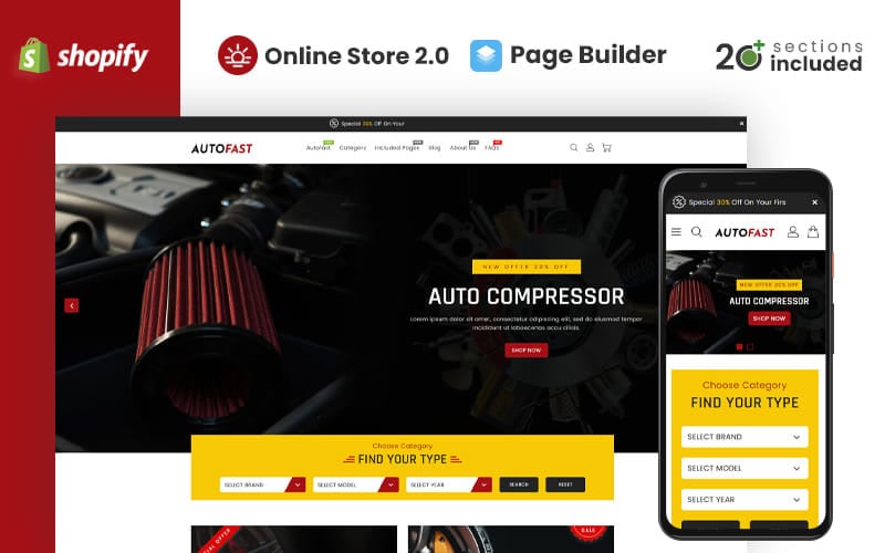 AutoFast Auto Parts Store Shopify Theme