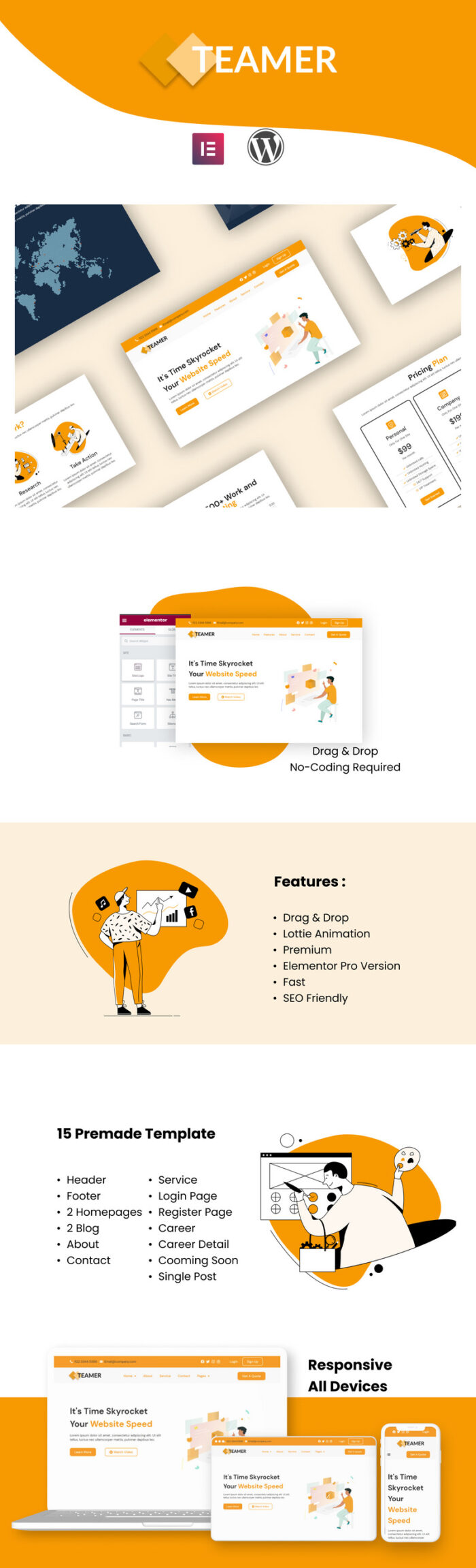 Teamer - A Digital Agency Elementor Template Kit - Features Image 1