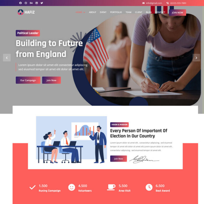 Hafiz - Political Campaign Party HTML5 Landing Page Template - Features Image 1