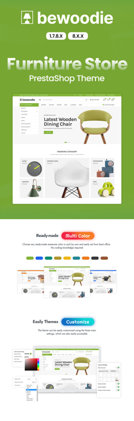 Bewoodie - Furniture, Decor and Handicrafts PrestaShop Theme - Features Image 1