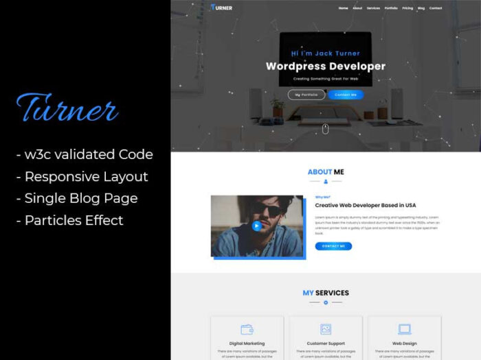 Turner - One Page Portfolio Template - Features Image 1