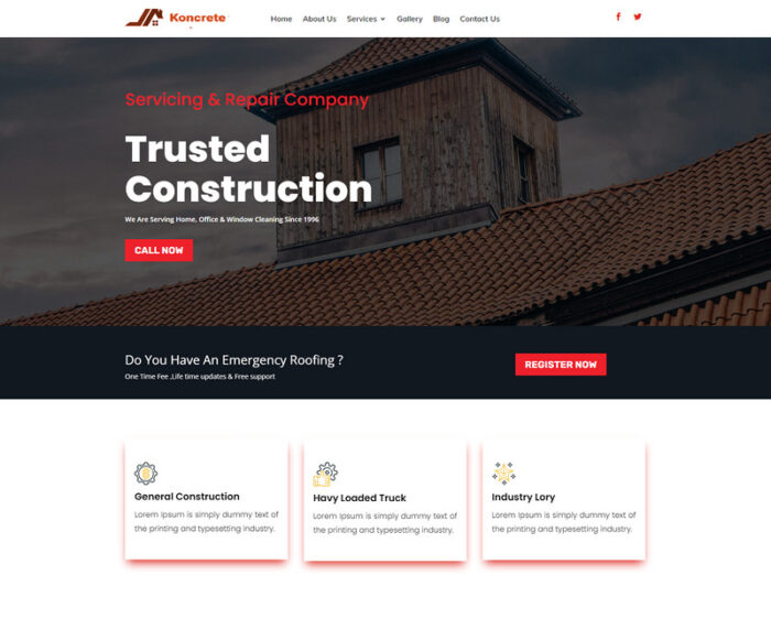 koncrete Construction  Building Roofing Wordpress Themes - Features Image 1