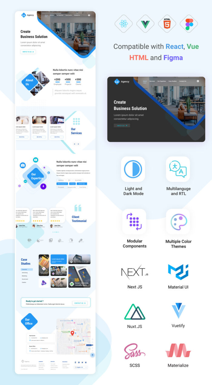 Luxigen - HTML React Vue Agency Landing Page Parallax - Features Image 1