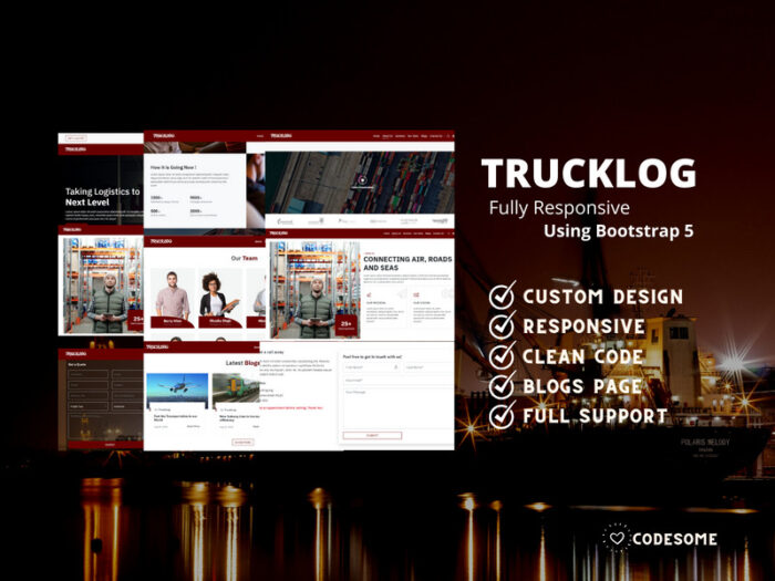 TRUCKLOG - A Modern Transport & Logistics HTML Website Template - Features Image 1