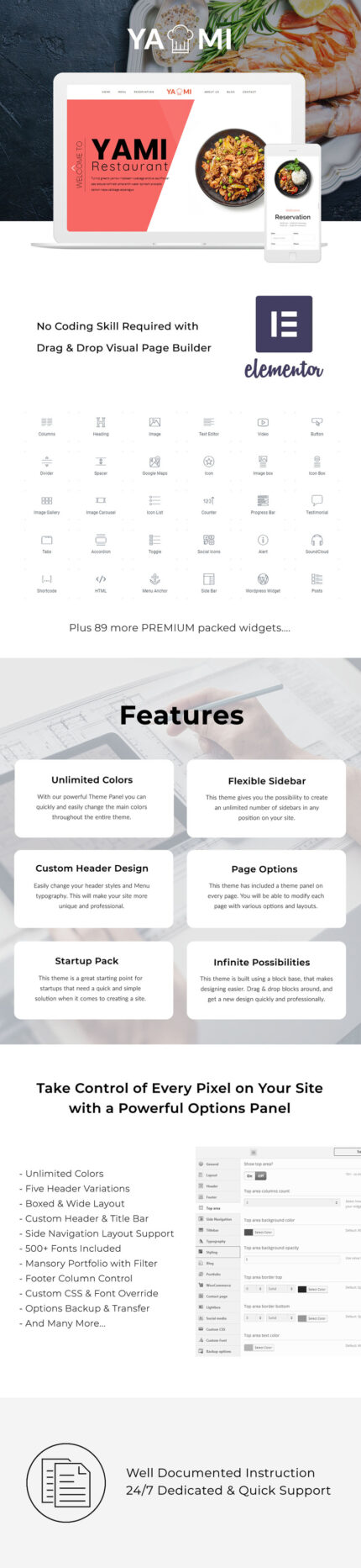 Yami - Foods & Restaurant WordPress theme - Features Image 1