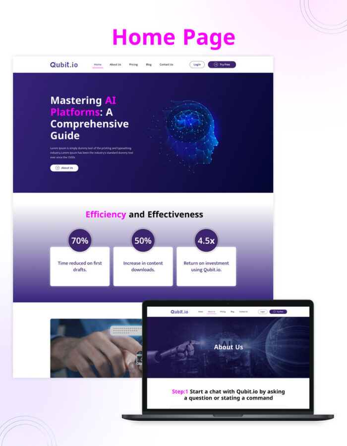 Qubit.io AI Platform HTML5 Bootstrap Website Template - Features Image 2