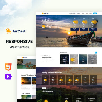 Aircast - Weather Forecast and News HTML5 Website Template - Features Image 1