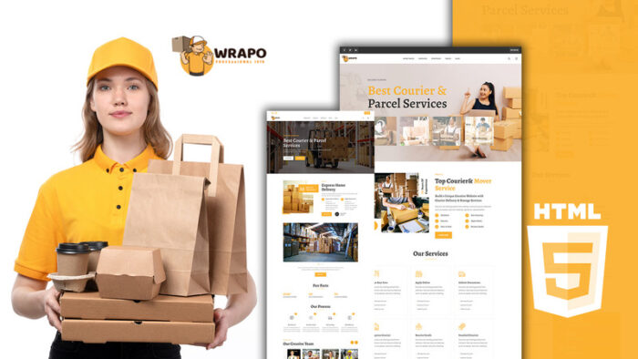 Wrapo Courier Shipping and Logistic Services HTML5 Temaplate - Features Image 1