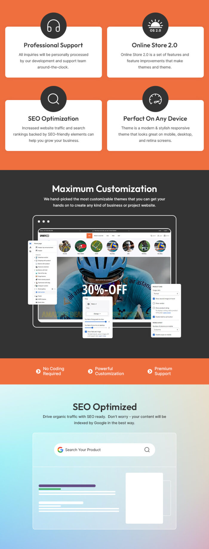 Sportyrun - Sports Clothing & Fitness Equipment Multipurpose Shopify 2.0 Responsive Theme - Features Image 1