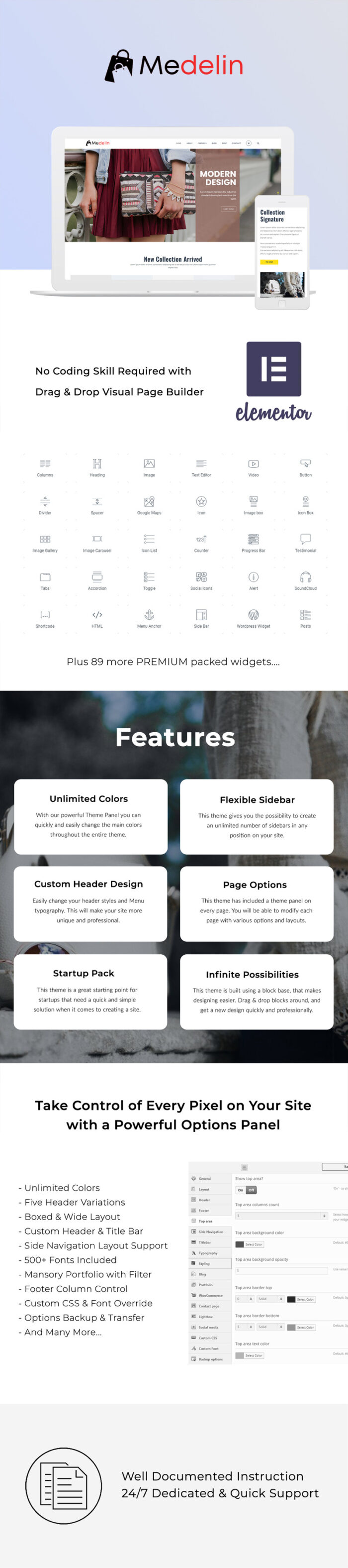 Medelin - Fashion HandBags Store WooCommerce Theme - Features Image 1