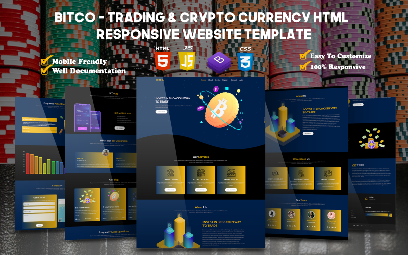 BitCo - trading & crypto currency HTML Multipurpose Responsive website Template