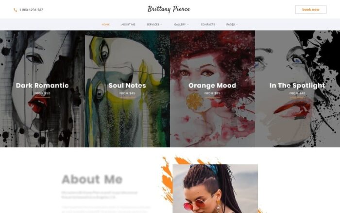 Brittany Pierce - Artist Portfolio Multipage HTML5 Website Template