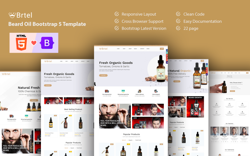 Brtel - Beard Oil Bootstrap 5 Template