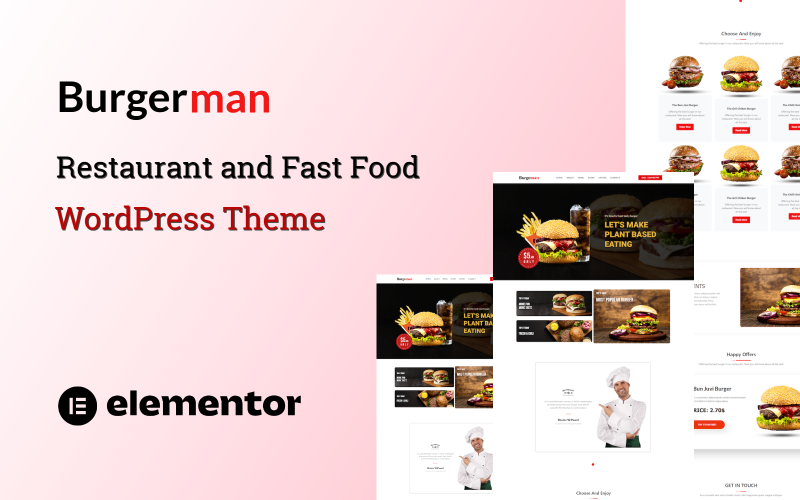 Burgerman - Burger Restaurant and Fast Food One Page WordPress Theme